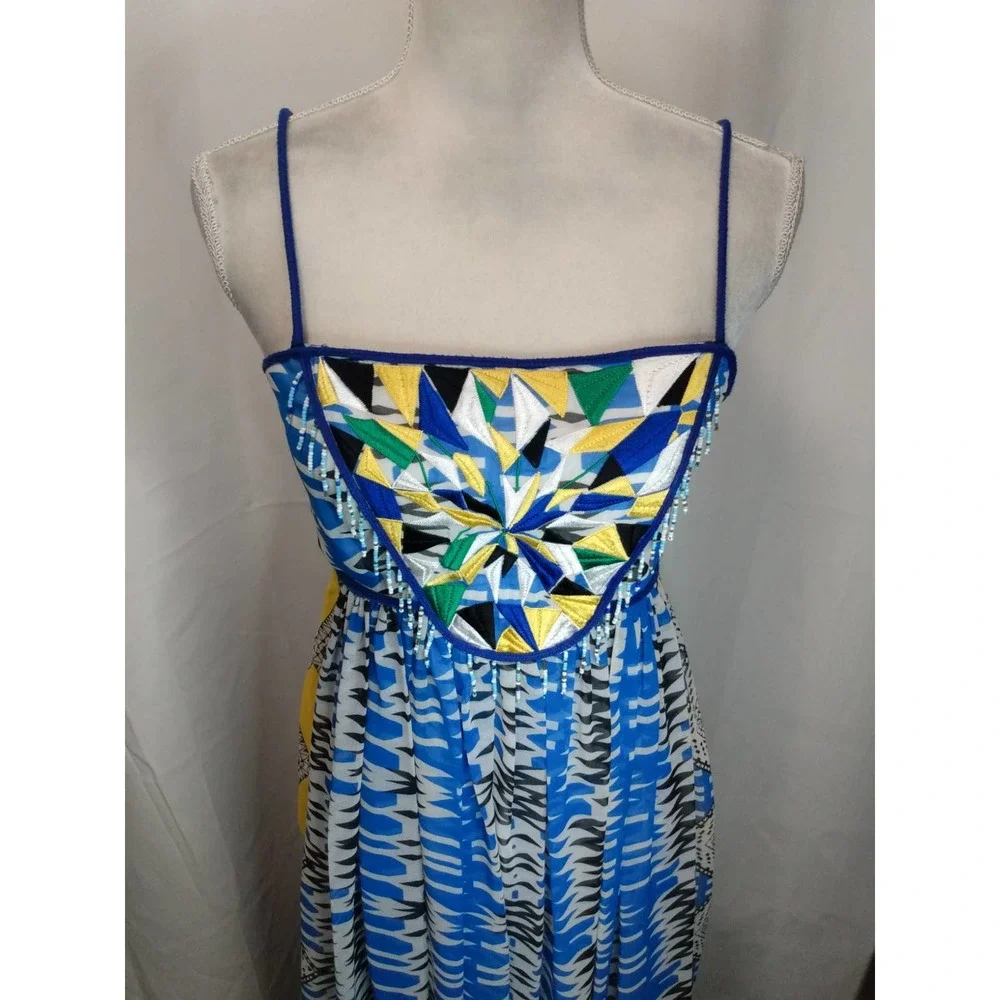 Christina blue geometric print spaghetti strap maxi dress - Picture 6 of 6